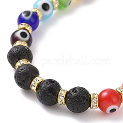 Chakra-Thema handgefertigte Bunte Malerei-Perlen des bösen Blicks dehnen Armbänder aus&nbsp;BJEW-JB09125