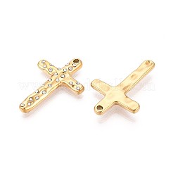 304 Edelstahl Kristall Strass Kreuz Anhänger&nbsp;STAS-T071-16G