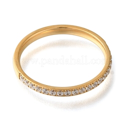Ionenplattierung (IP) 304 Edelstahl Mikropflaster klare Zirkonia Fingerringe&nbsp;RJEW-B066-06G