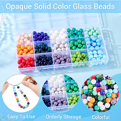 375pcs 15 Farben undurchsichtige einfarbige Glasperlen&nbsp;GLAA-TA0003-26