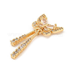 Pendenti in zirconi cubici trasparenti in micro pavè di ottone&nbsp;KK-Z057-06G