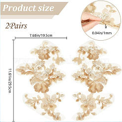 2 Paar 3D-Blumen-Stickerei-Applikationen aus Polyester zum Aufnähen&nbsp;DIY-GF0013-15