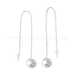 Pendientes colgantes de cadena larga con bola redonda y resistentes al deslustre&nbsp;EJEW-A067-17P