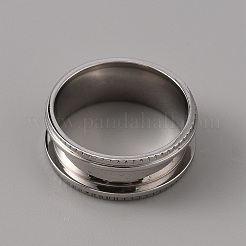 201 geriffelte Fingerringfassungen aus Edelstahl&nbsp;STAS-WH0027-26B-P