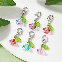 6 pezzo di decorazioni pendenti in acrilico con fiori e foglie&nbsp;HJEW-JM01364-02