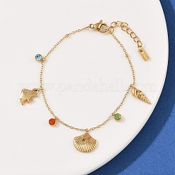 Bracciali con ciondoli in acciaio inossidabile 304 per donna&nbsp;BJEW-C114-09G