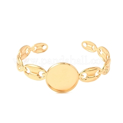 Brazaletes tipo brazalete de cadena de grano de café de acero inoxidable 304 con engaste de bisel redondo plano&nbsp;SA-CBA4160-02C-G