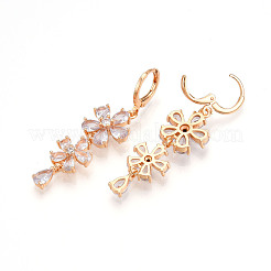 Orecchini a monachella in ottone con micro pavé di zirconi chiari&nbsp;EJEW-N058-19A-G