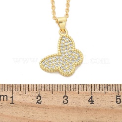 Messing Micro Pave klare Zirkonia Anhänger Halsketten&nbsp;NJEW-M088-03G-02