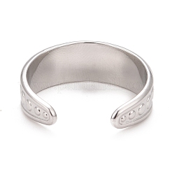 Anello polsino aperto con motivo piatto e rotondo in acciaio inossidabile 304 anti-ossidazione per donna&nbsp;RJEW-C025-01P