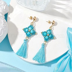 Aretes de turquesa sintética&nbsp;EJEW-MZ00282-04