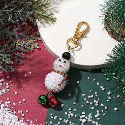 Weihnachts-Schneemann-Anhänger aus Kunstharz mit Strassen und Glasperlen&nbsp;HJEW-MZ00076