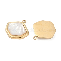 304 Edelstahl Pavé natürliche weiße Muschel Charms&nbsp;STAS-I325-026G