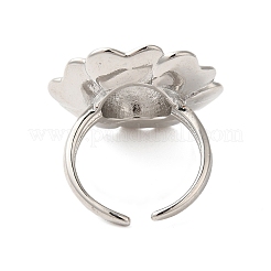 Offene Manschettenringe aus Messing mit Blumen&nbsp;RJEW-A046-06P