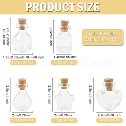 10 Stück 5 Stile Klarglasflasche für Perlenbehälter&nbsp;AJEW-YW0001-47