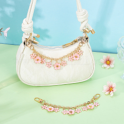 2 pz lega smaltata fiore rosa ciondolo catena cavo borsa catene decorative&nbsp;HJEW-PH02296