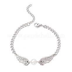 Bracelets en alliage avec aile et perles de coquillage&nbsp;BJEW-TA00701