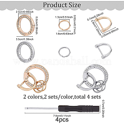 2 Satz 2 Farben Zinklegierung Kristall Strass Feder Tor Ringe&nbsp;ALRI-BC0001-02