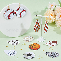 DIY-Set zum Herstellen von Lederohrringen mit Sportball-Motiv&nbsp;DIY-SC0024-91-1