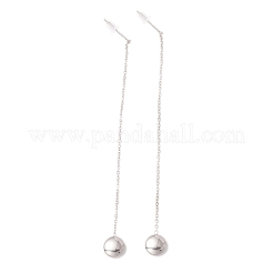 Pendientes colgantes de cadena larga con bola redonda y resistentes al deslustre&nbsp;EJEW-A067-17P
