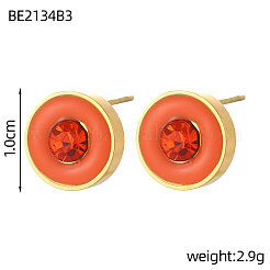 Pendientes de botón esmaltados de acero inoxidable 304&nbsp;STAS-OY003-57G