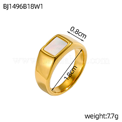 Ringe aus Edelstahl 304 und Naturmuscheln für Damen&nbsp;STAS-OY012-51G