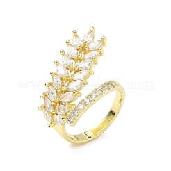 Verstellbare Manschettenringe aus Messing mit Mikropavé und Zirkonia für Damen&nbsp;RJEW-B127-01G