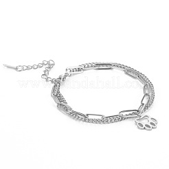 Doppellagige Armbänder aus Büroklammerkette und Panzerkette aus Edelstahl 304&nbsp;FS-WG1E90A-01