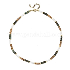 Colliers de perles de turquoise africaine naturelle (jaspe) et de jaspe paysage naturel&nbsp;NJEW-JN06629