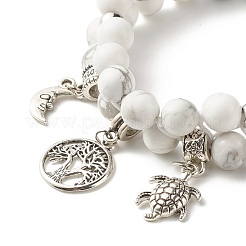 Bracciale rotondo con perline intrecciate in howlite naturale&nbsp;BJEW-JB07036