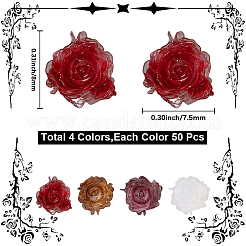 200 Stück 4 Farben Blumenharz-Cabochons&nbsp;MRMJ-CY0001-01