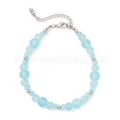 Braccialetti con perline di vetro trasparente satinato per donna&nbsp;BJEW-JB12136-02