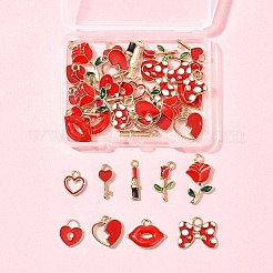 40 pièce 10 styles en alliage de Saint-Valentin avec pendentifs en émail&nbsp;ENAM-FS0002-39
