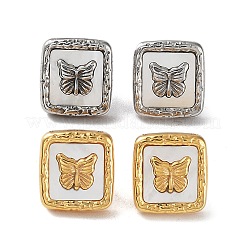 6 par de aretes de concha natural cuadrados y de mariposa de 2 colores&nbsp;EJEW-A024-04