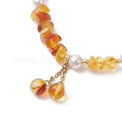 Bracelets à breloques en ambre naturel pour femmes&nbsp;BJEW-JB13650