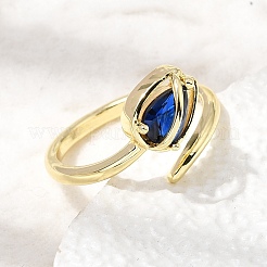 Offene Manschettenringe aus Messing mit Mikropavé und Zirkonia für Damen&nbsp;RJEW-L343-01G-05
