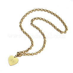 Colliers à chaîne rolo avec pendentif en forme de cœur en acier inoxydable 304 pour femmes&nbsp;NJEW-Q028-06G