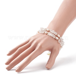 Scaglie di cristallo di quarzo naturale e collana di perle di perle&nbsp;NJEW-JN04008-02