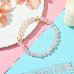 Braccialetti elasticizzati con perline di quarzo rosa naturale tinto tondo da 6 mm&nbsp;BJEW-JB10585