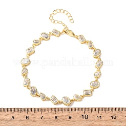 Bracciali a catena con micro pavé di zirconi cubici trasparenti in ottone per donna&nbsp;BJEW-K274-13G