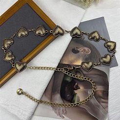 Chaînes de taille en alliage de style tibétain avec motif floral en relief et cœur pour femmes&nbsp;FS-WG5DD44-02