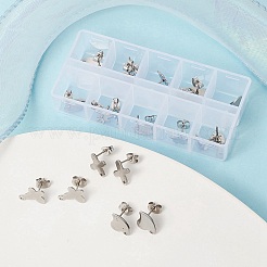 20 pieza de 10 estilos de accesorios para pendientes de acero inoxidable 201&nbsp;STAS-YW0001-70P
