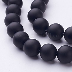 Chapelets de perles perles en agate noire naturelle&nbsp;G-D543-12mm