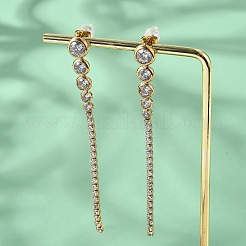 Pendientes de borla de circonita cúbica transparente de acero inoxidable 304&nbsp;EJEW-Z094-01A-G