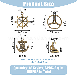 108 pz 18 pendenti in lega&nbsp;FIND-FH0008-43