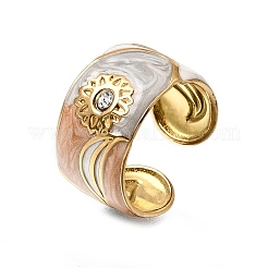Anelli aperti a bracciale largo in acciaio inossidabile 304 smaltato per donna&nbsp;SA-K003-02G