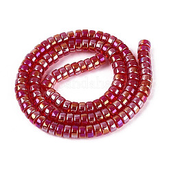 Ab couleur plaqué perles de verre transparent brins&nbsp;GLAA-T026-3x6mm-T09