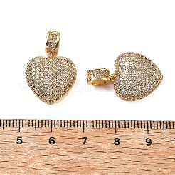 Pendentifs en forme de cœur en laiton micro pavé et zircone cubique transparent&nbsp;KK-Z114-09G