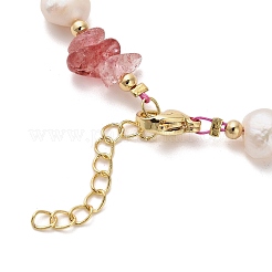 Braccialetti di perline di quarzo fragola naturale per le donne&nbsp;BJEW-F478-02A