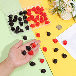 50 stücke 2 farben pvc kunststoff simulation raspberry&nbsp;AJEW-PH0007-90